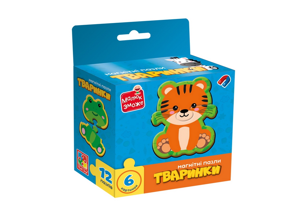 Гра розвиваюча магнітні пазли Тварини, Vladi Toys, VT1733-04