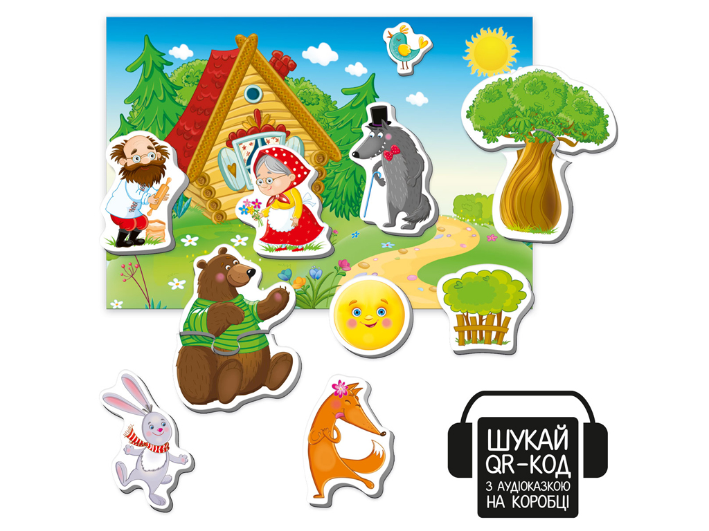 Гра, магнітний театр з аудіоказкою Казкові голоси Колобок, Vladi Toys VT3206-38