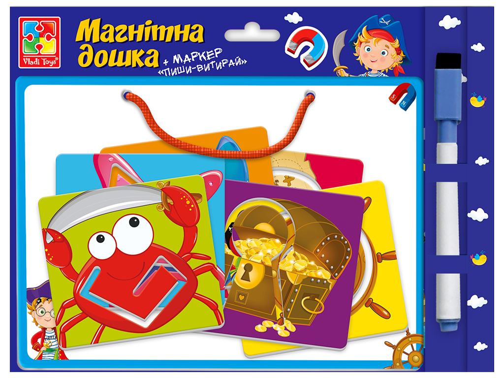 Магнитная доска с трафаретами Пираты. Vladi Toys VT3601-14