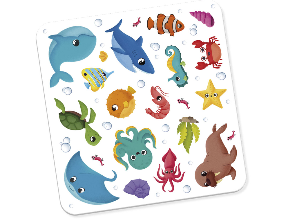 Книжка з мʼякими наліпками "Морські мешканці", наліпки 17+, 3+, Vladi Toys