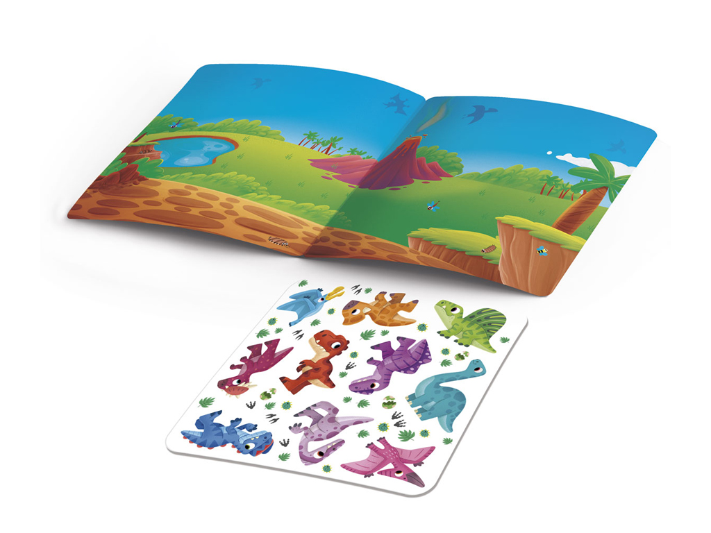 Книжка з мʼякими наліпками "Динозаври", наліпки 10+, 3+, Vladi Toys