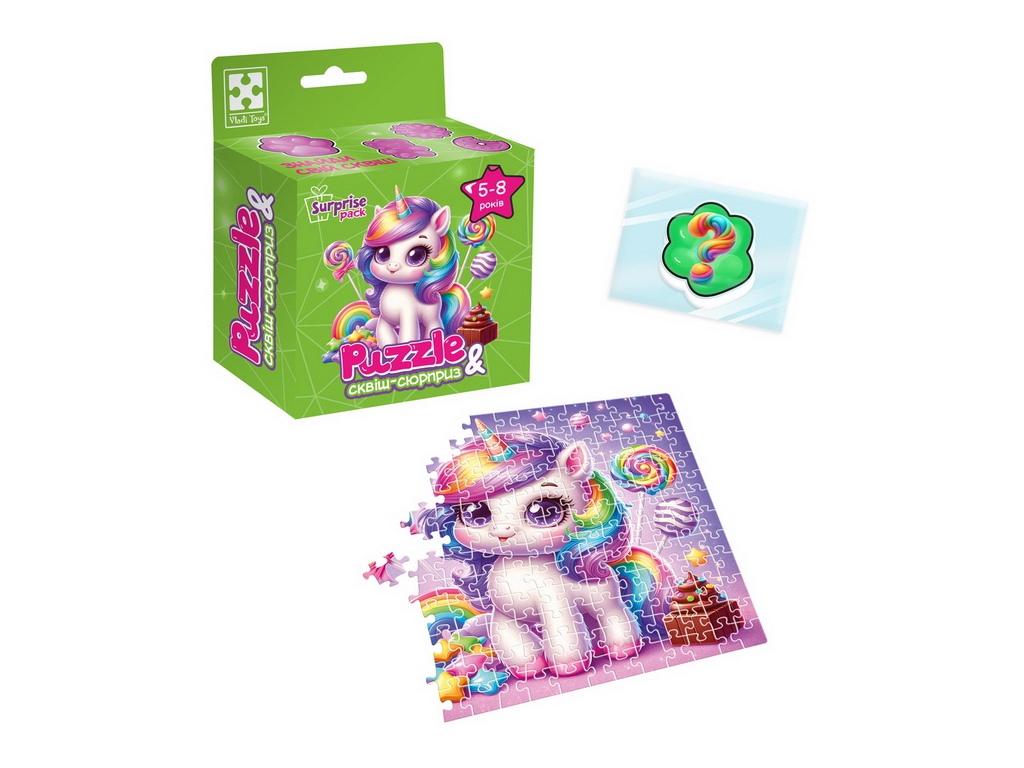 Гра розвиваюча пазли та сквіш-сюрприз Едіноріжка2, Vladi Toys VT8030-02