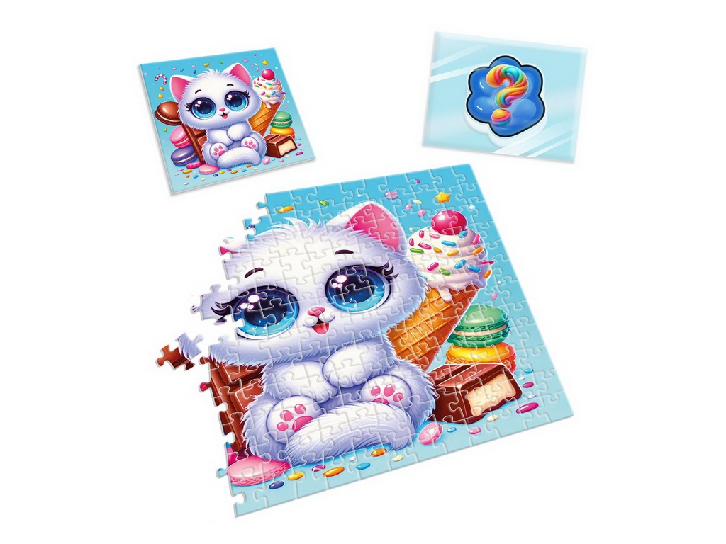 Гра розвиваюча пазли та сквіш-сюрприз Білий котик, Vladi Toys VT8030-03