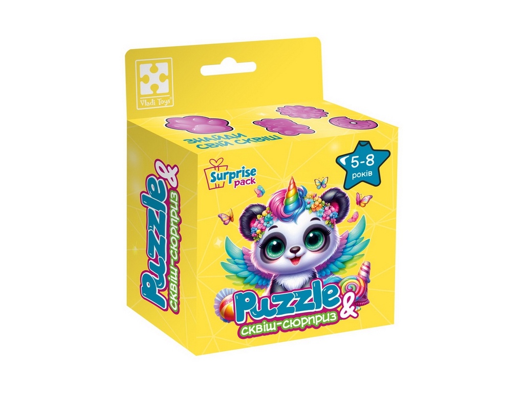 Игра развивающая пазлы и сквиш-сюрприз Панда Единорожка, Vladi Toys VT8030-09