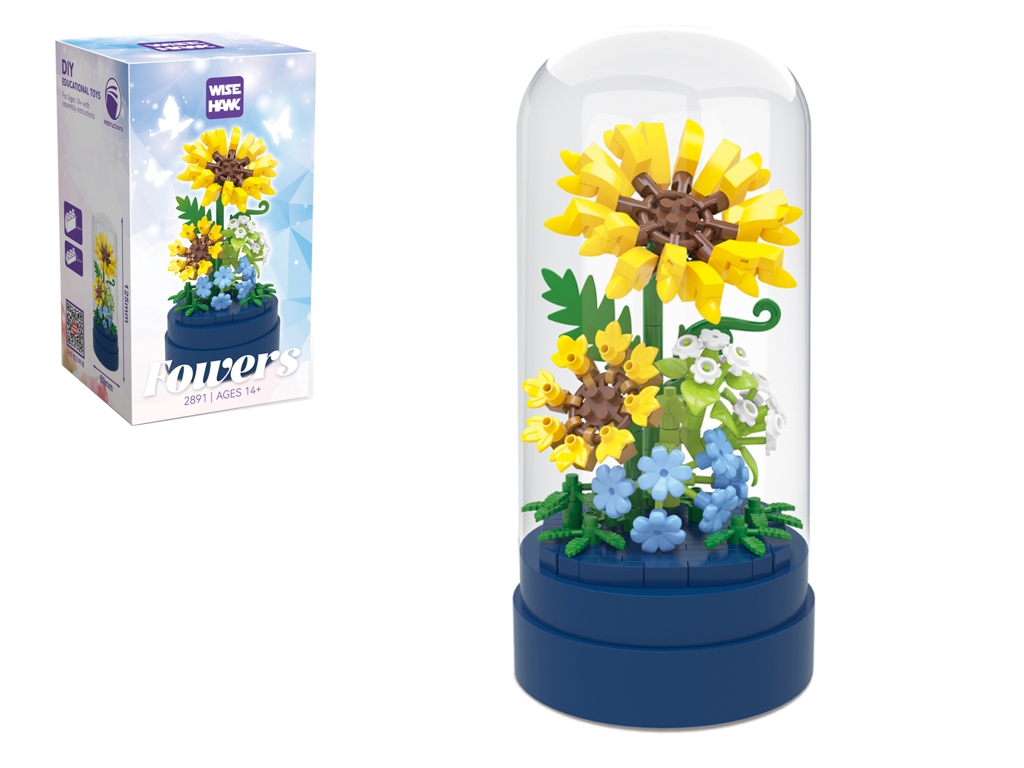 Конструктор квіти під колбою Sunflower 2891, 12,5 см, декоративна модель