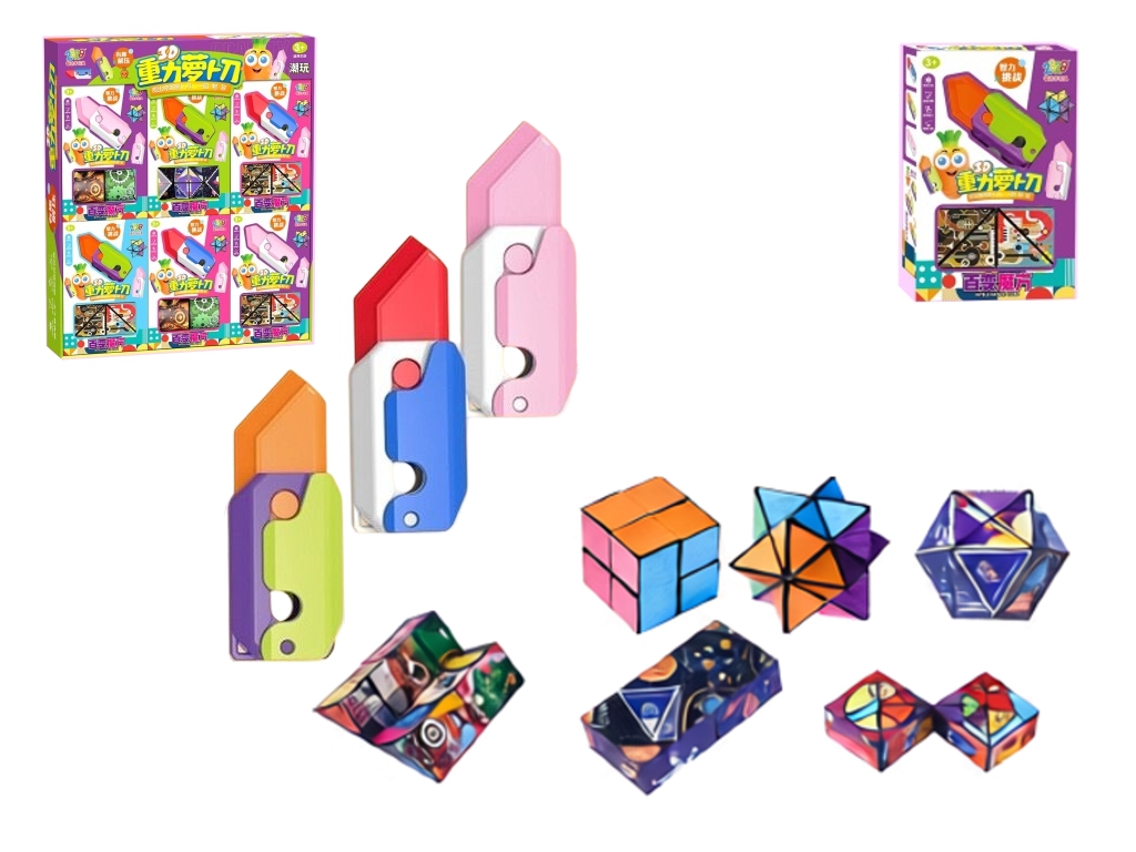 Головоломка магічний куб з ножем Carrot Puzzle 597-71A, трансформер, мікс кольорів