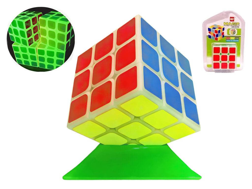 Кубик Рубіка люмінесцентний Magic Cube 3x3, 5,6 см, світиться у темряві