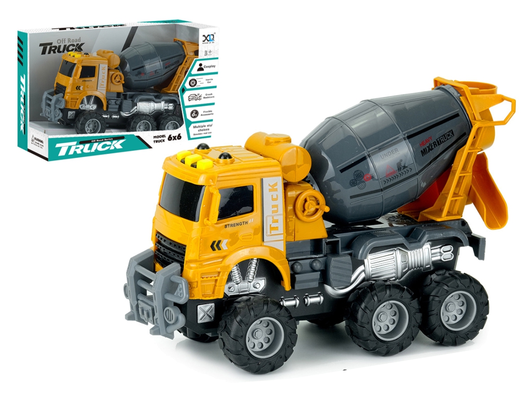 Автомиксер инерционный Truck 18 см, свет и звук, вращающийся барабан, пластик