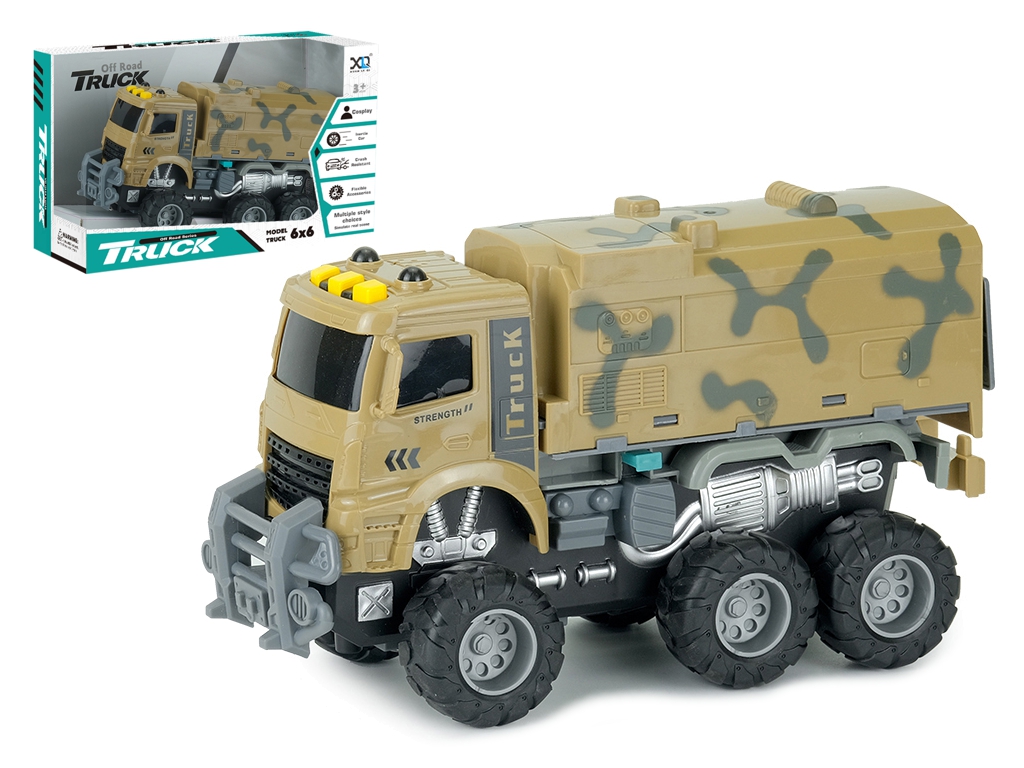 Игрушка машинка военная Truck 6x6 Off Road, 24 см, инерционная, с аксессуарами