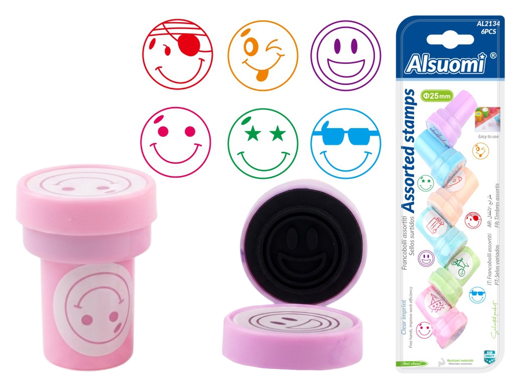 Набор детских штампов Смайликов, 6 шт.