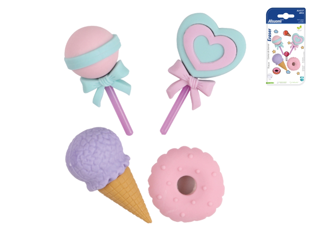 Набор стирающих резинок Sweet, 4 штуки