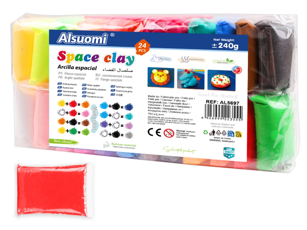 Повітряний пластилін, 24 кольори, 240 грам, Alsuomi AL5697