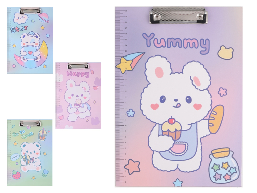 Планшет A4 Yummy Bear AL7331, 3 мм, с прижимом, микс видов