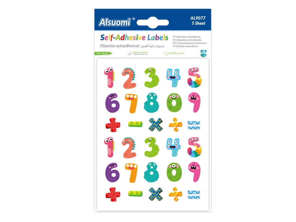 Наклейки цифры Alsuomi AL9077, 11×15 см, 5 листов