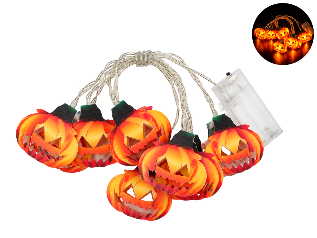 Декоративна LED-гірлянда «Гарбузи» для Хелловіну, 10 лампочок