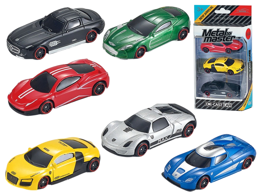 Набор металлических машинок, масштаб 1:64, 3 шт., микс моделей