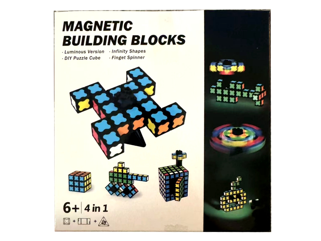 Магнитный конструктор Magnetic Building Blocks 4 в 1, светящийся