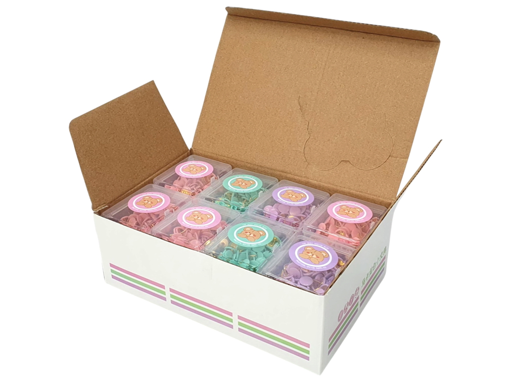 Кнопки канцелярські Macaron D-5, пастельні кольори, мікс видів (ціна за набір)