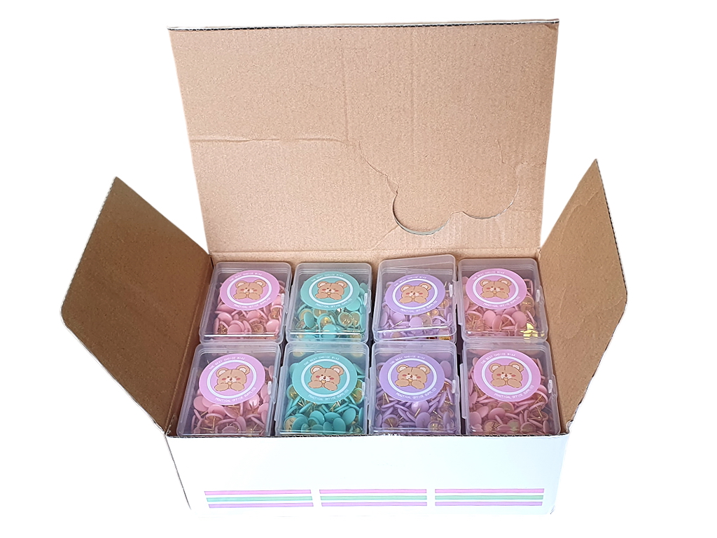 Кнопки канцелярские Macaron D11, пастельные цвета, микс видов (цена за набор)