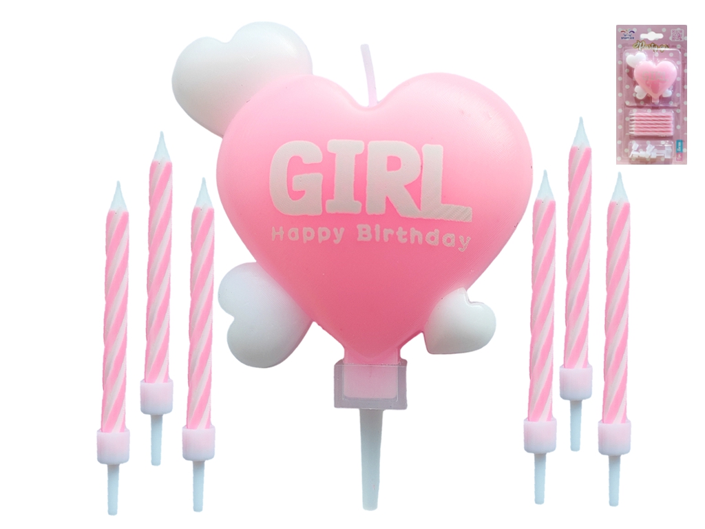 Набір свічок для торта “GIRL Happy Birthday”,  7 шт