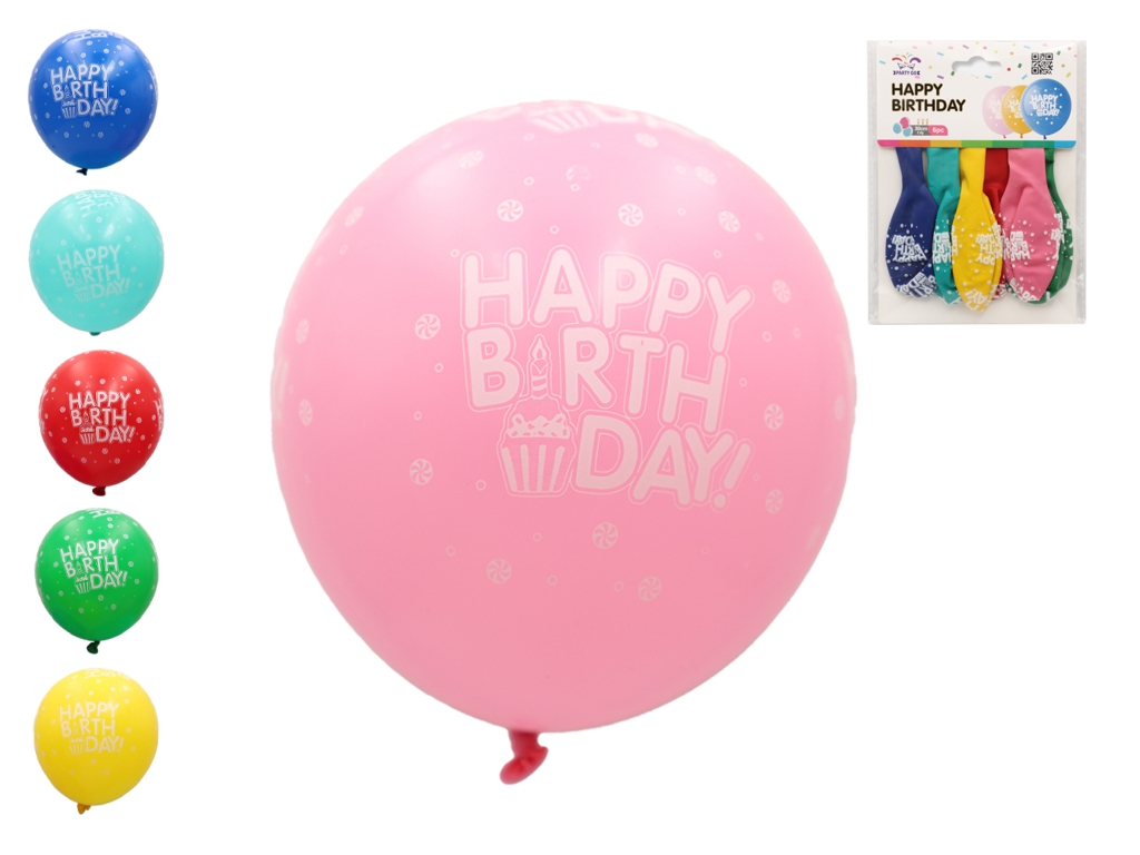 Набор воздушных шаров Happy Birthday, 6 шт., микс цветов
