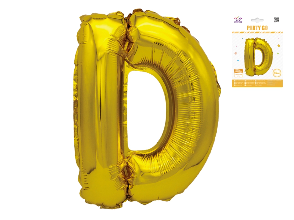 Шар фольгированная буква D Party Go, 40 см, золотая