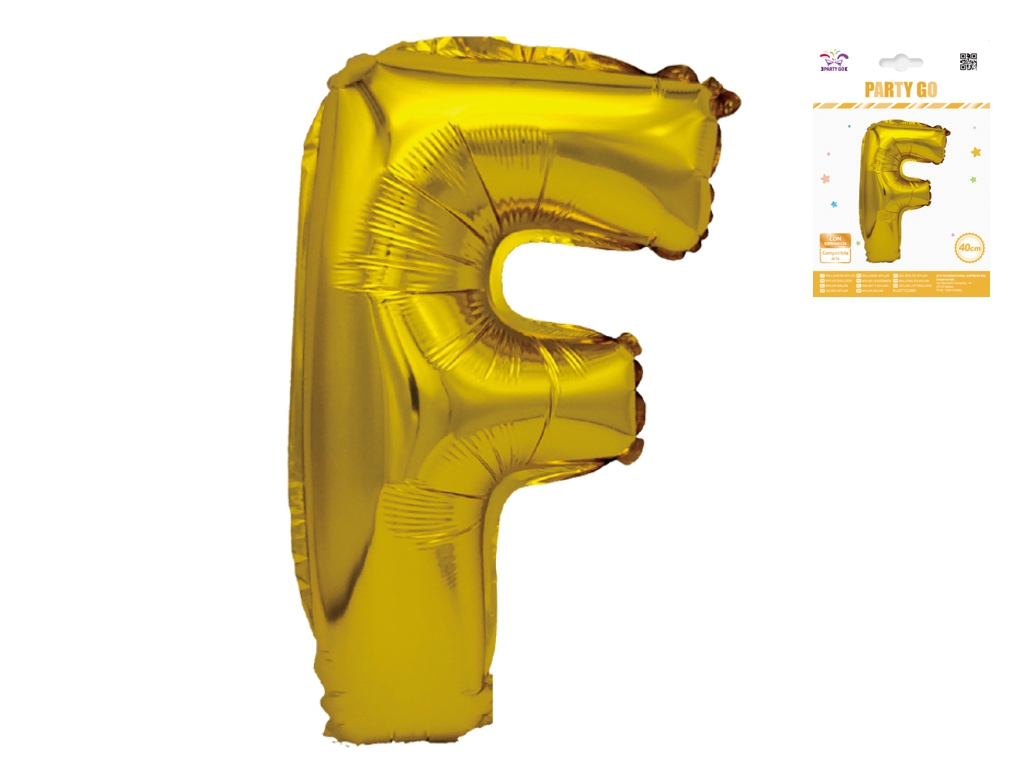 Шар фольгированная буква F Party Go, 40 см, золотая