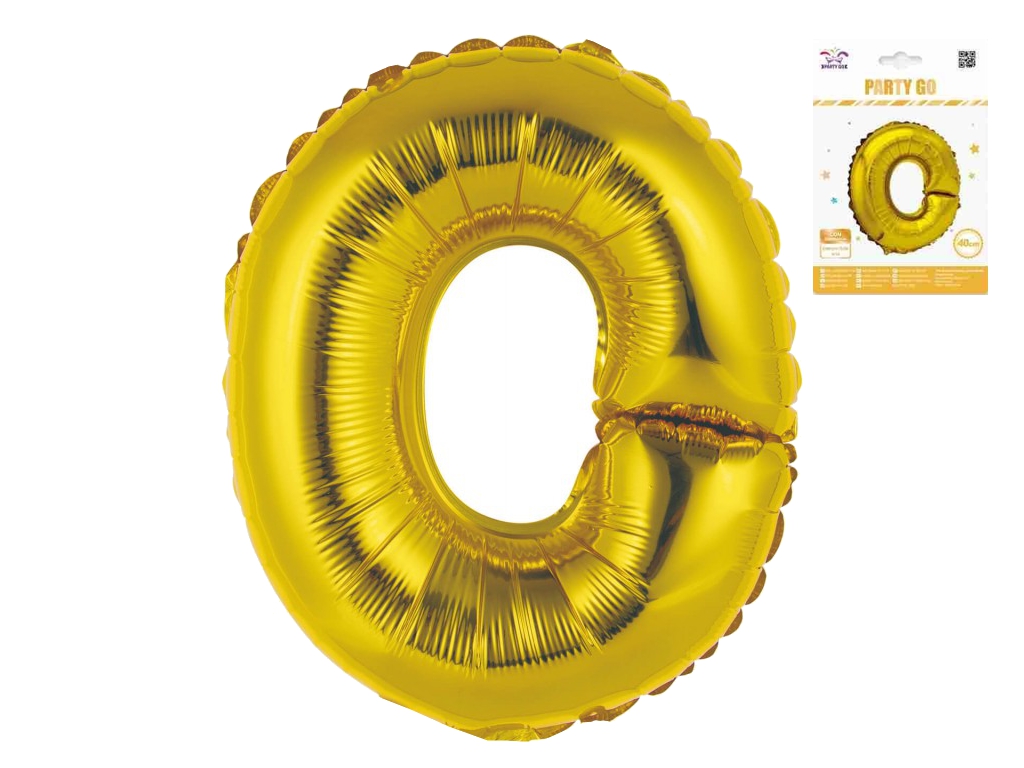 Шар фольгированная буква O Party Go, 40 см, золотая