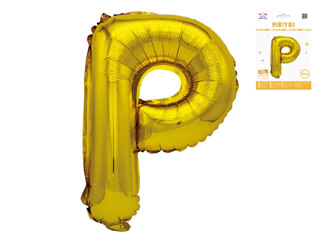 Шар фольгированная буква P Party Go, 40 см, золотая