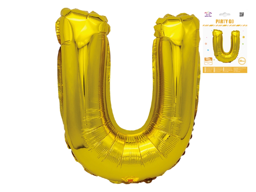 Шар фольгированная буква U Party Go, 40 см, золотая