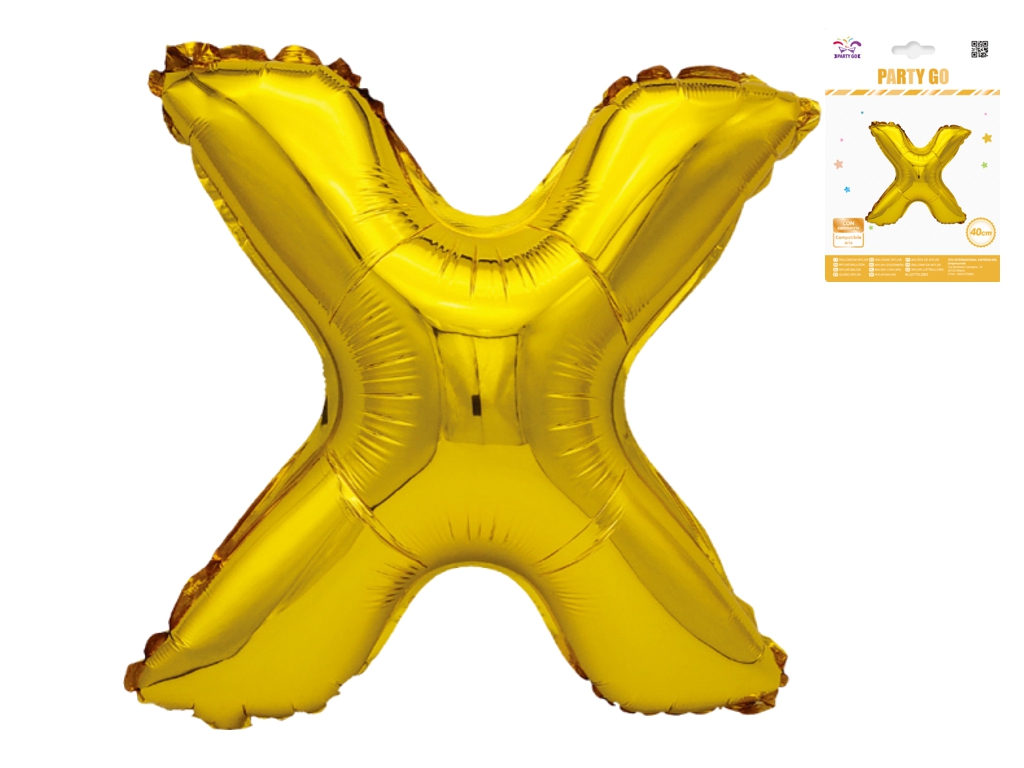 Шар фольгированная буква X Party Go, 40 см, золотая