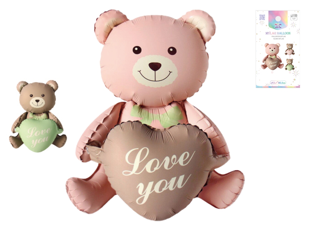 Шарик фольгированный мишка Love You, 105 см, микс видов