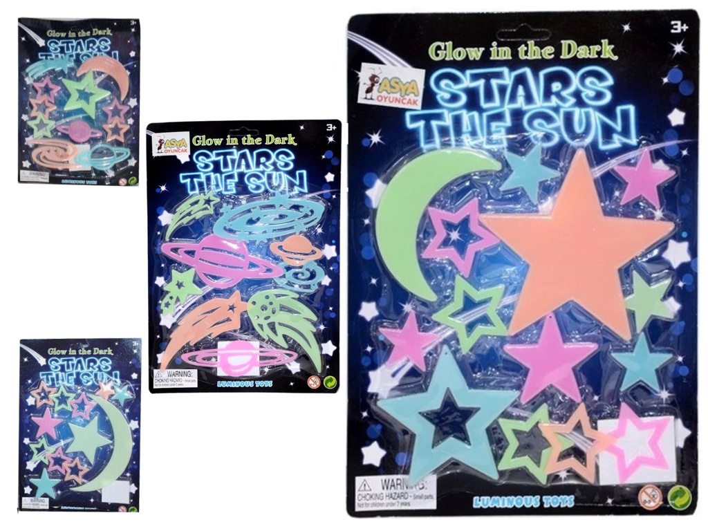Люминесцентный набор звезд, месяцев и метеоров Glow in the Dark, светящийся в темноте, микс видов