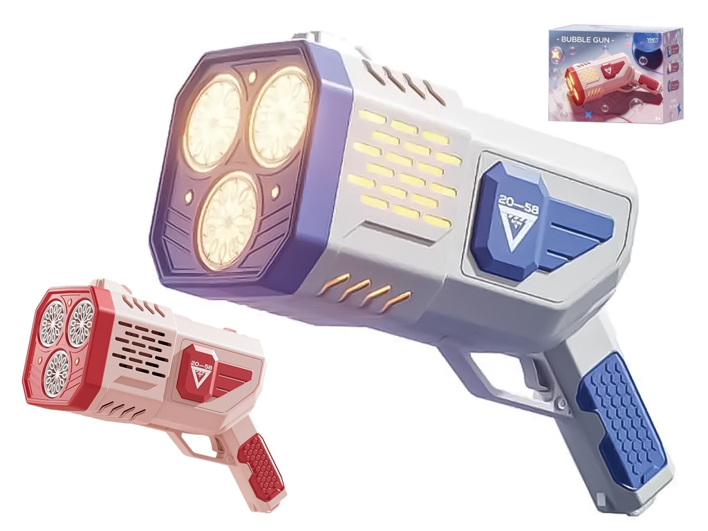 Пистолет для мыльных пузырей Bubble Gun, со светом