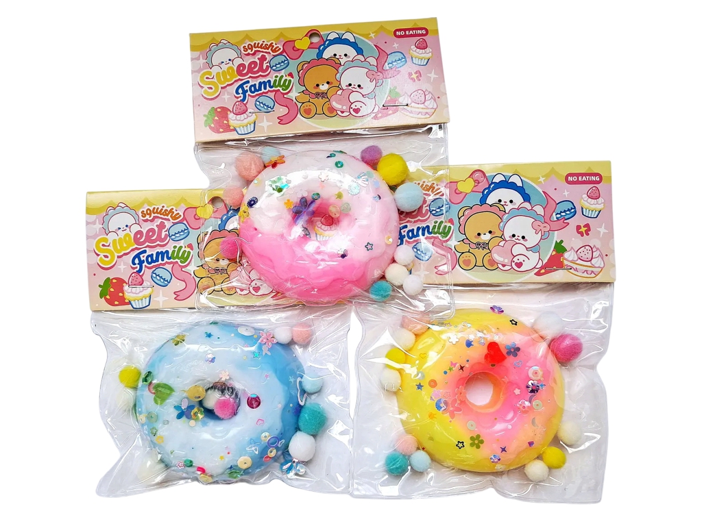 Іграшка антистрес Squishy пончик 10 см, м’який та тягнеться, з кульками, мікс видів (ціна за 1шт)