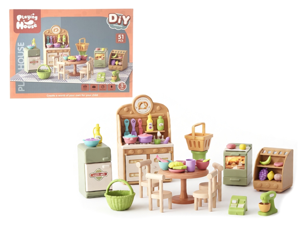 Набор кухонных аксессуаров DIY Playing House, 51 предмет, для сборки