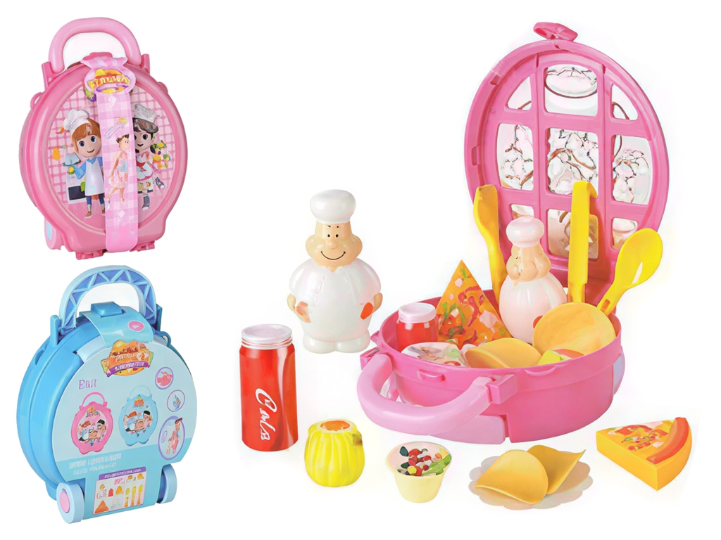Игрушечный набор посуды Kitchen Set 3 в 1 с рюкзаком-чемоданом, 12+ элементов, 2 вида