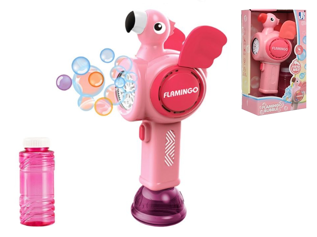 Пистолет для мыльных пузырей Flamingo Bubble 25 см, пускает пузыри и светится