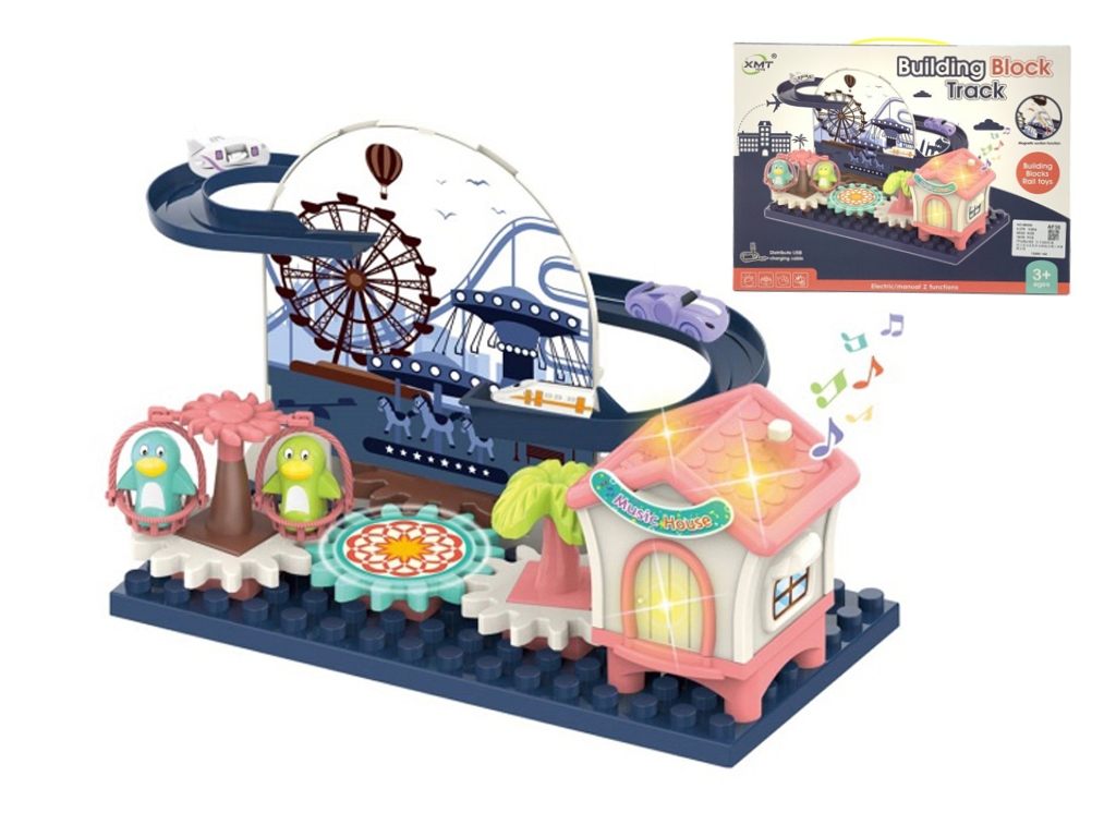 Конструктор электрический Building Block Track 35 см, движение авто и свет