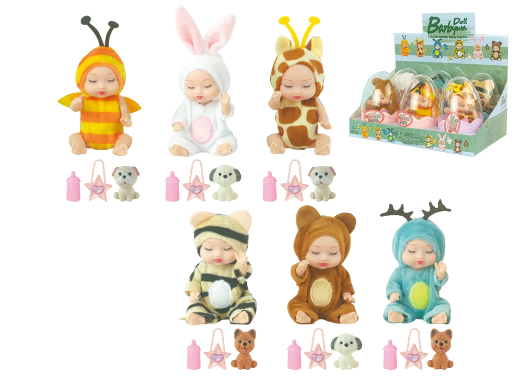 Лялька в яйці в костюмах тварин Sleeping Doll Magic Egg, 10,5 см, підвіс, набір 6 шт (ціна за 1шт)