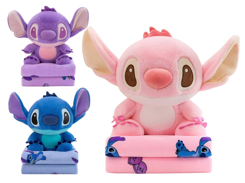 Детское одеяло Stitch с большими глазами 40 см, 3 цвета (цена за 1шт)