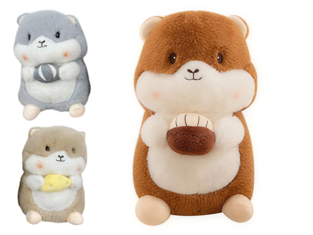 М’яка іграшка хом’як Hamster 23 см, тримає горіх, 3 види (ціна за 1шт)