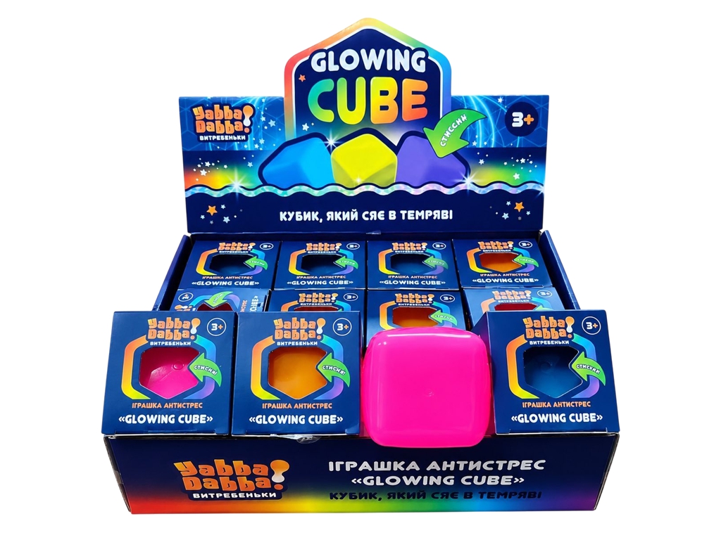Іграшка-антистрес Сквиш Glowing Cube, флуоресцентний, мікс кольорів