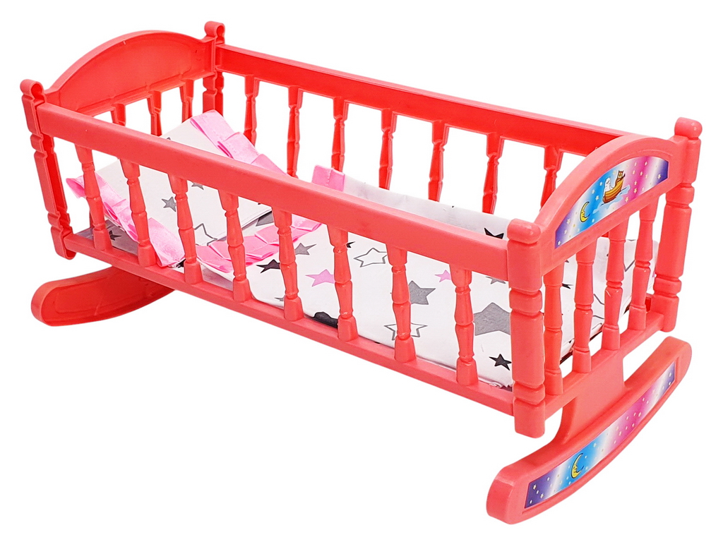 Кроватка для куклы качели с постелью M.Toys, 21260, пластик, текстильный комплект