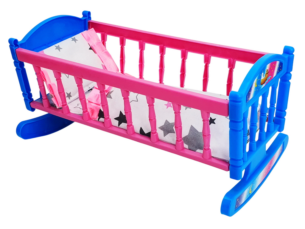 Кроватка для куклы качели с постелью M.Toys, 21260, пластик, текстильный комплект