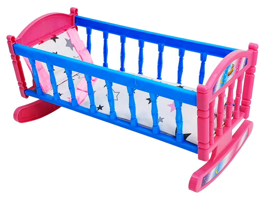 Кроватка для куклы качели с постелью M.Toys, 21260, пластик, текстильный комплект