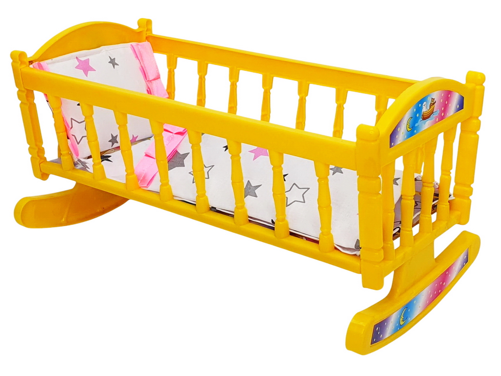 Кроватка для куклы качели с постелью M.Toys, 21260, пластик, текстильный комплект