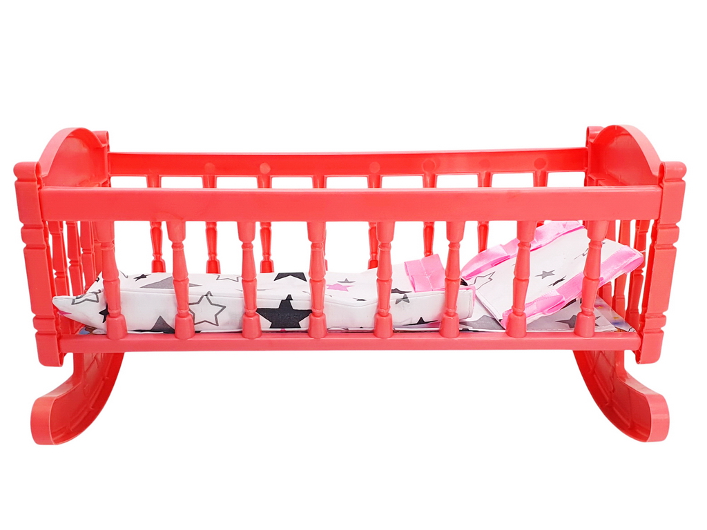 Кроватка для куклы качели с постелью M.Toys, 21260, пластик, текстильный комплект