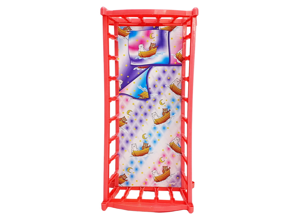 Кроватка для куклы качели с постелью M.Toys, 21260, пластик, текстильный комплект
