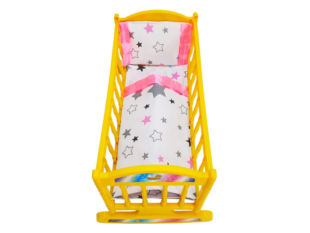 Кроватка для куклы качели с постелью M.Toys, 21260, пластик, текстильный комплект